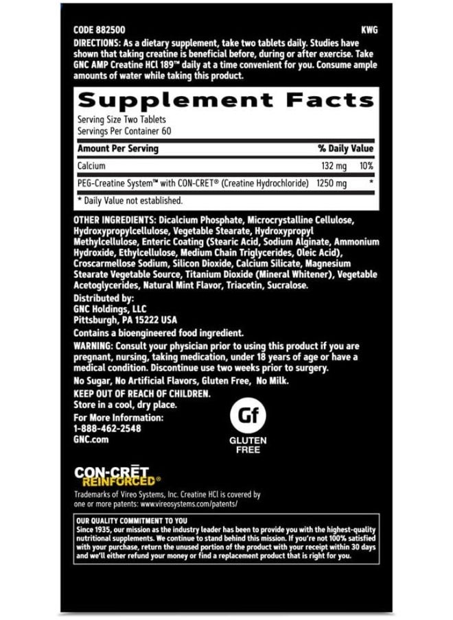 GNC AMP - Hcl 189, 120 Tablets - Image 1