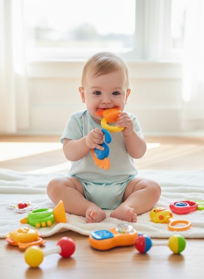 ZEESQUARE Baby Rattle & Teether Set | BPA-Free Infant Sensory Toys | Easy Grip | 0–12 Months - Image 2