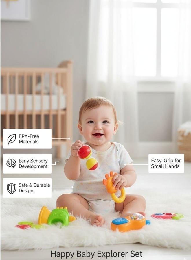 ZEESQUARE Baby Rattle & Teether Set | BPA-Free Infant Sensory Toys | Easy Grip | 0–12 Months - Image 4