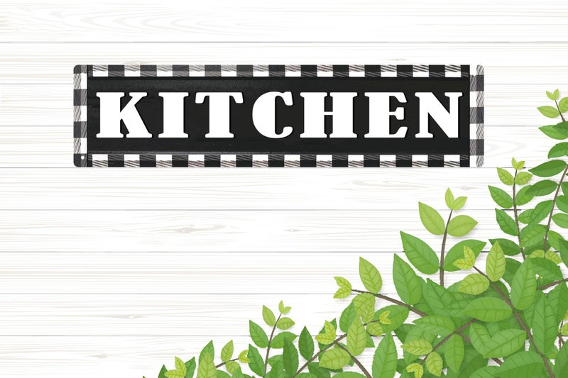 CSWLJS Rustic Metal Tin Signs Kitchen Sign Buffalo Plaid Wall Decor Rustic Wall Sign Black and White Vintage Farmhouse Decor for Home Pantry Dining Room Restaurant Coffee Shop 4x16 In - Image 5