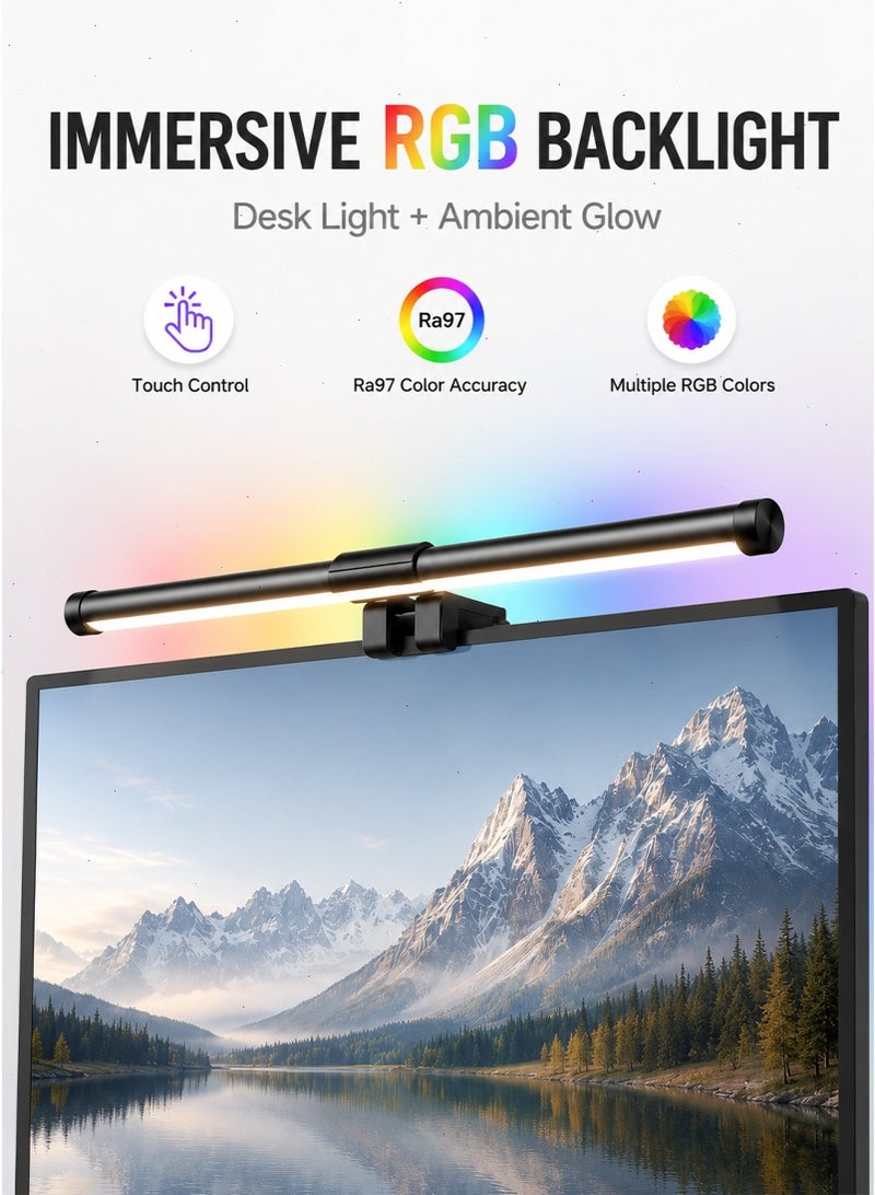 Monitor Light Bar with RGB Backlight, 44cm Computer Monitor Lamp Dimmable and Colour Temperature Touch Control LED Gaming Screen Light Eye Care No Glare Space Saving for Work Study - Image 2