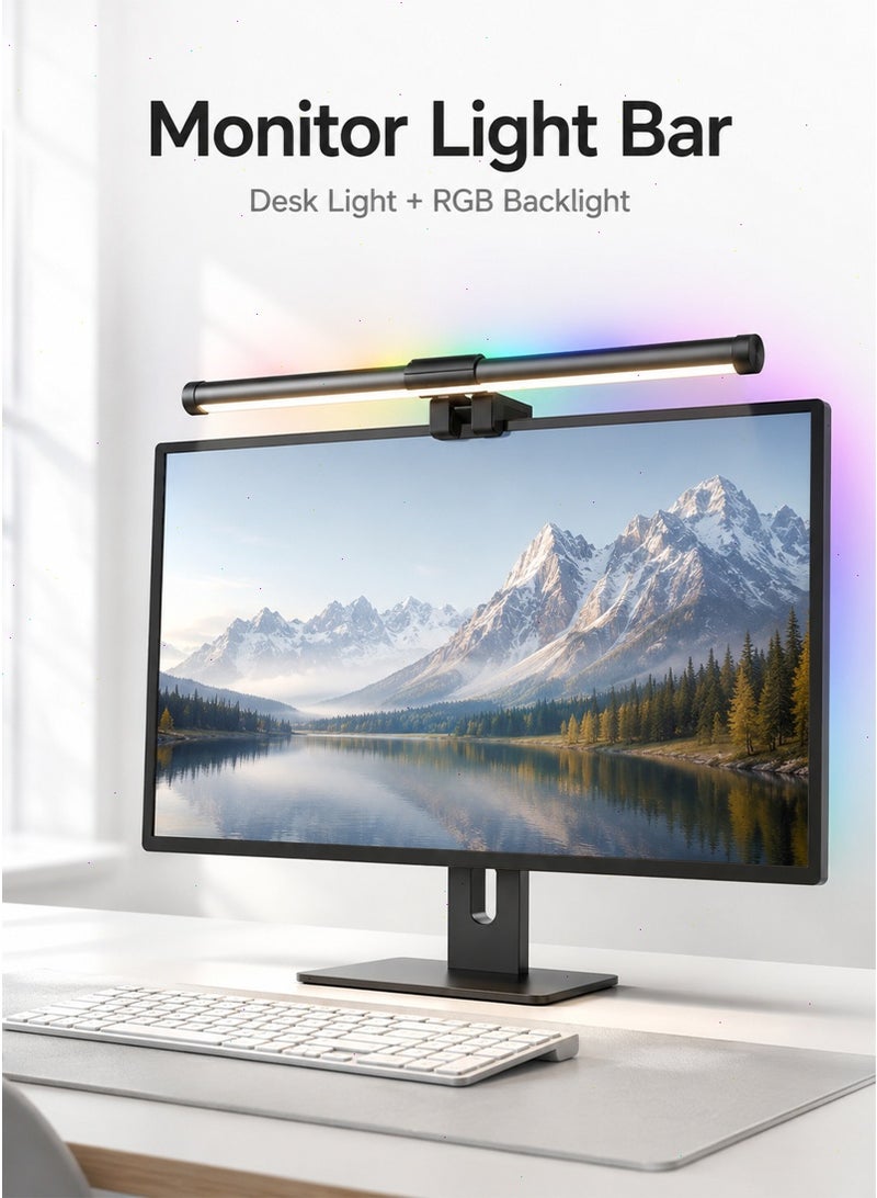 Monitor Light Bar with RGB Backlight, 44cm Computer Monitor Lamp Dimmable and Colour Temperature Touch Control LED Gaming Screen Light Eye Care No Glare Space Saving for Work Study - Image 1