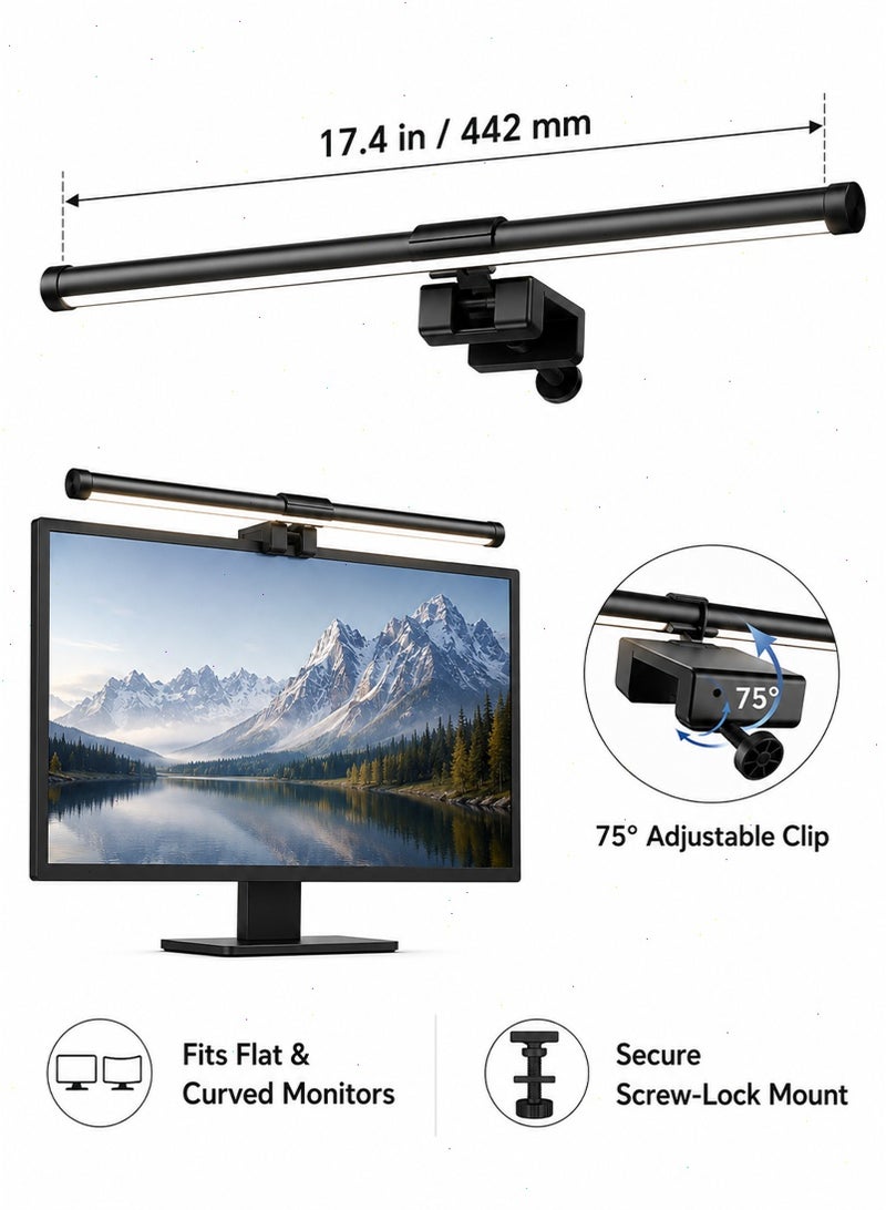 Monitor Light Bar with RGB Backlight, 44cm Computer Monitor Lamp Dimmable and Colour Temperature Touch Control LED Gaming Screen Light Eye Care No Glare Space Saving for Work Study - Image 4