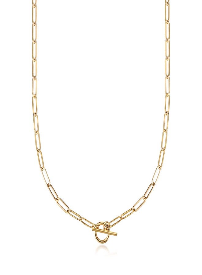 WISTIC Lauren Paperclip Bolo Necklace Layered Stacked Paper-clip Link for Women Adjustable Lobster Clasp Gold Plated Stainless Steel Link Charm Chain - Image 1