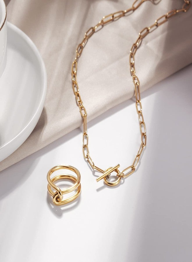 WISTIC Lauren Paperclip Bolo Necklace Layered Stacked Paper-clip Link for Women Adjustable Lobster Clasp Gold Plated Stainless Steel Link Charm Chain - Image 4