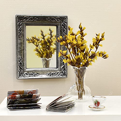 iLAND Mini Mirrors Dollhouse Accessories on 112 Scale Framed Glass Miniature Mirror Dark Silver 4pcs - Image 5