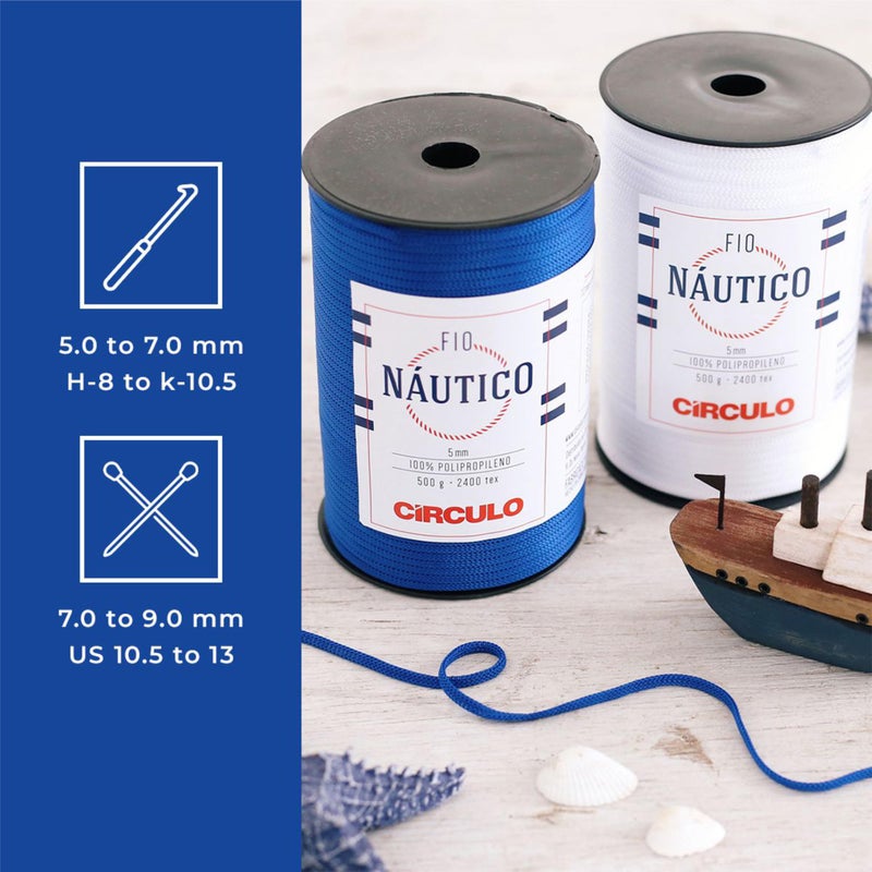 CÃRCULO Circulo - Nautico Yarn, Premium Waterproof Cord 5mm 100% Polypropylene, 227 yds, 17.6 oz, Chunky, Special for Bag - Crochet, MacramÃ© - Color 2856 - Navy Blue - Image 3