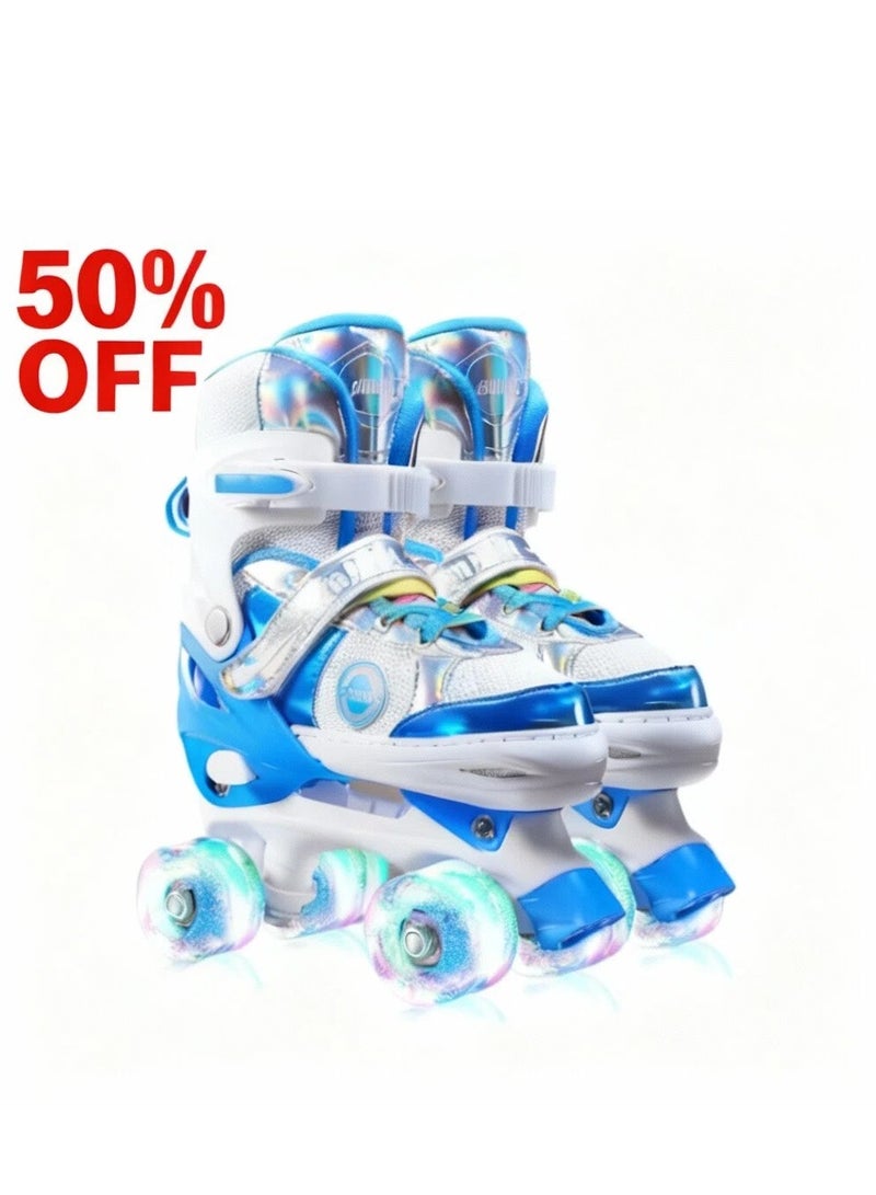 Y&D Girls Roller Skates for Kids Children todders Beginner 4 Size Adjustable for Ages 3-8 or 6-12 Years Old Girls with Light Up Wheels and Colorful Shoelaces - Image 1