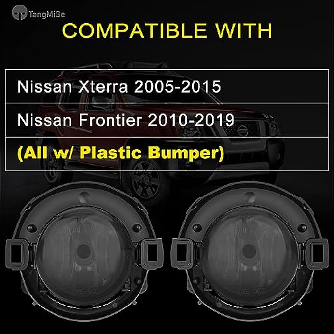 TangMiGe Fog Lights Compatible With Nissan Xterra 20052015 Nissan Frontier 20102019 With Plastic Bumper Only 1 Pair Fog Lamps 26150Ea025 Ni2590102 Smoke TFl072 - Image 3