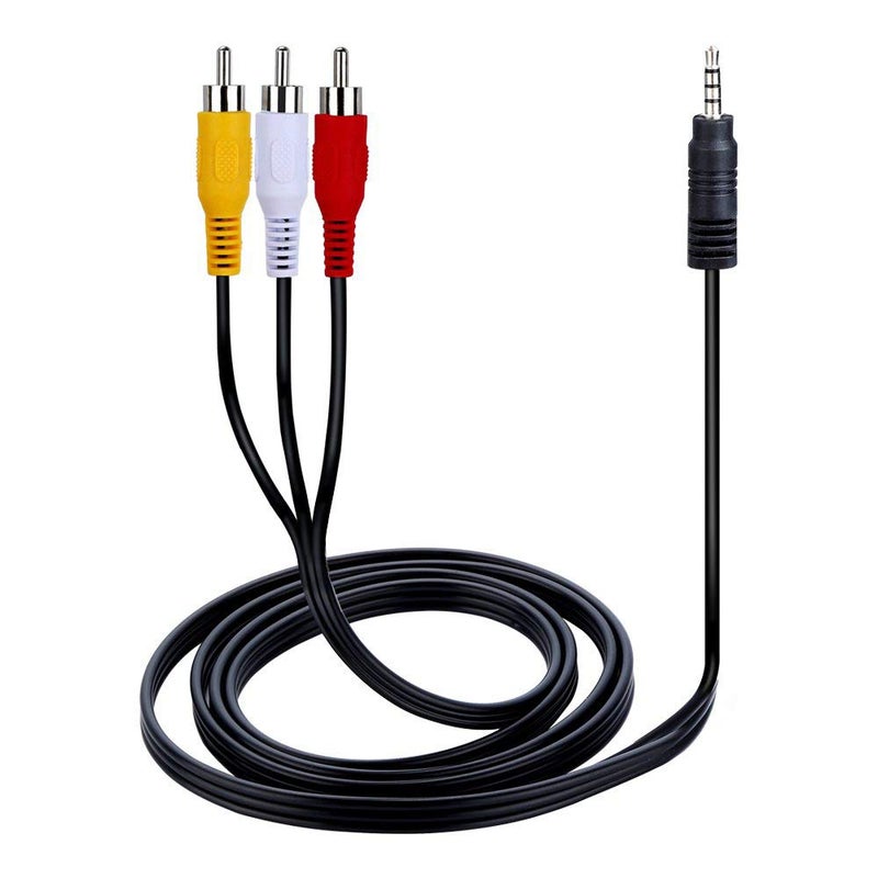 كابل محول AUX ذكر 3.5mm إلى 3 RCA AV صوت وفيديو ذكر محول كابل تلفزيون سلك محول - Image 1