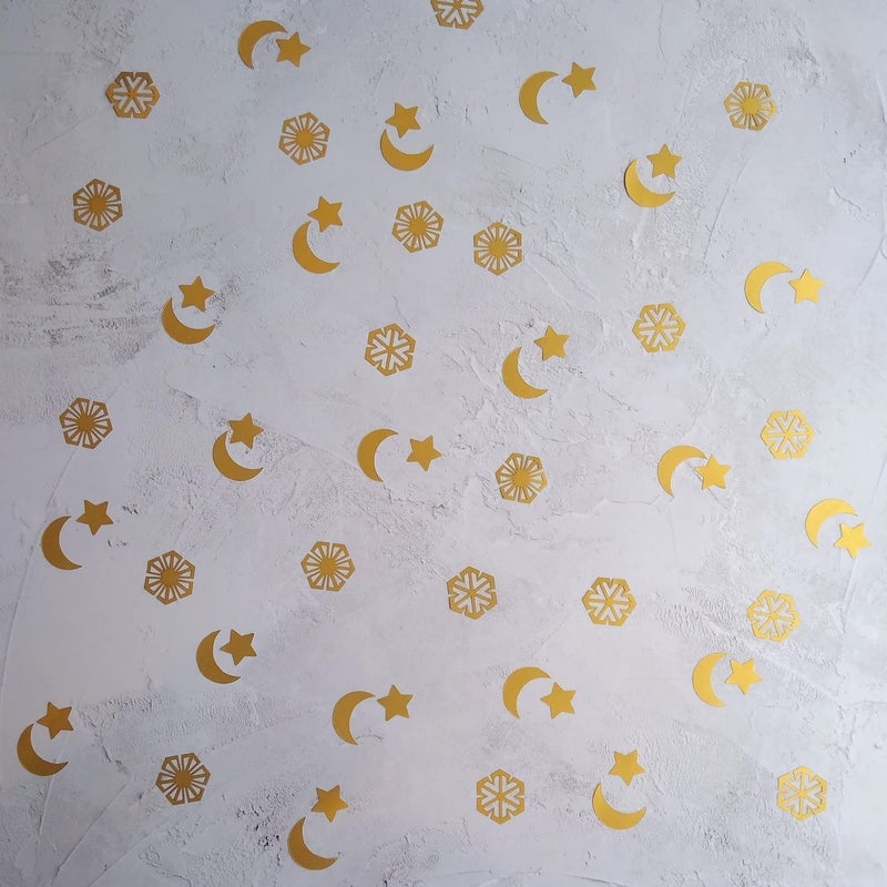 Confetti! (Pack of 120pc. Laser Cut) Eid Confetti, Ramadan Table Decoration, Crescent Moon and Star Confetti, Islamic Party Confetti - Image 5