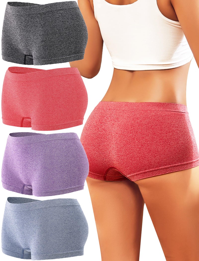 Sth Big Womens Boyshorts Underwear Seamless Boxer Briefs Full Coverage Soft Stretch Boxer Shorts For Women 4 Pack - Image 1