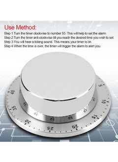 Excefore Manual Timer, 60 Minute Professional Mechanical Kitchen Timer With Magnetic Base, Countdown Cooking Baking Timing Tool, Loud Alarm Sound And Easy To Stick On Any Surface(Silver)  - Image 4