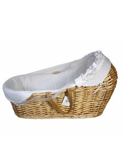 Everything For Kids White Wicker Moses Basket with mosquito net  - Image 1