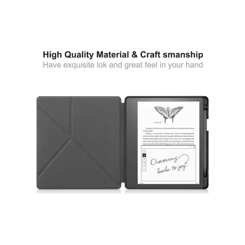 Kindle Case: Black PU Leather Shockproof Cover - Auto Wake Sleep Magnetic Closure Origami Stand for Kindle Scribe On-the-go Reading & Daily Protection - Image 3