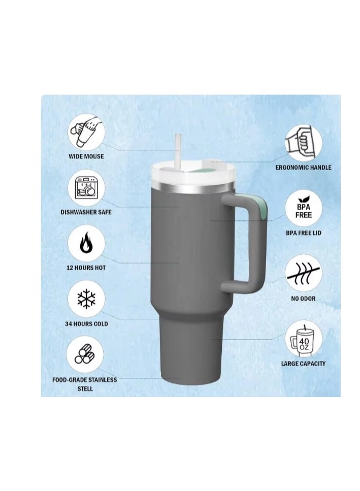 OASIS-TH 40OZ Stainless Steel Vacuum Insulated Tumbler With Handle and Straw Lid Travel Mug Iced Coffee Cup for Hot and Cold Beverages  - Image 2