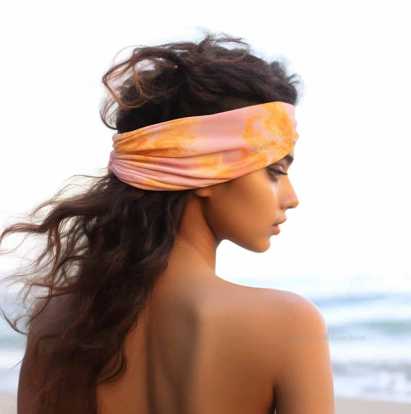 XFYT Super Soft Tie-Dye Boho Chic Head Hair Bands: Performance Meets Fashion | Sweat Absorbent Sports Soft Wide Workout Hairband for Yoga, Workout, Gym for Girls Women (Tango Orange), Microfiber - Image 4
