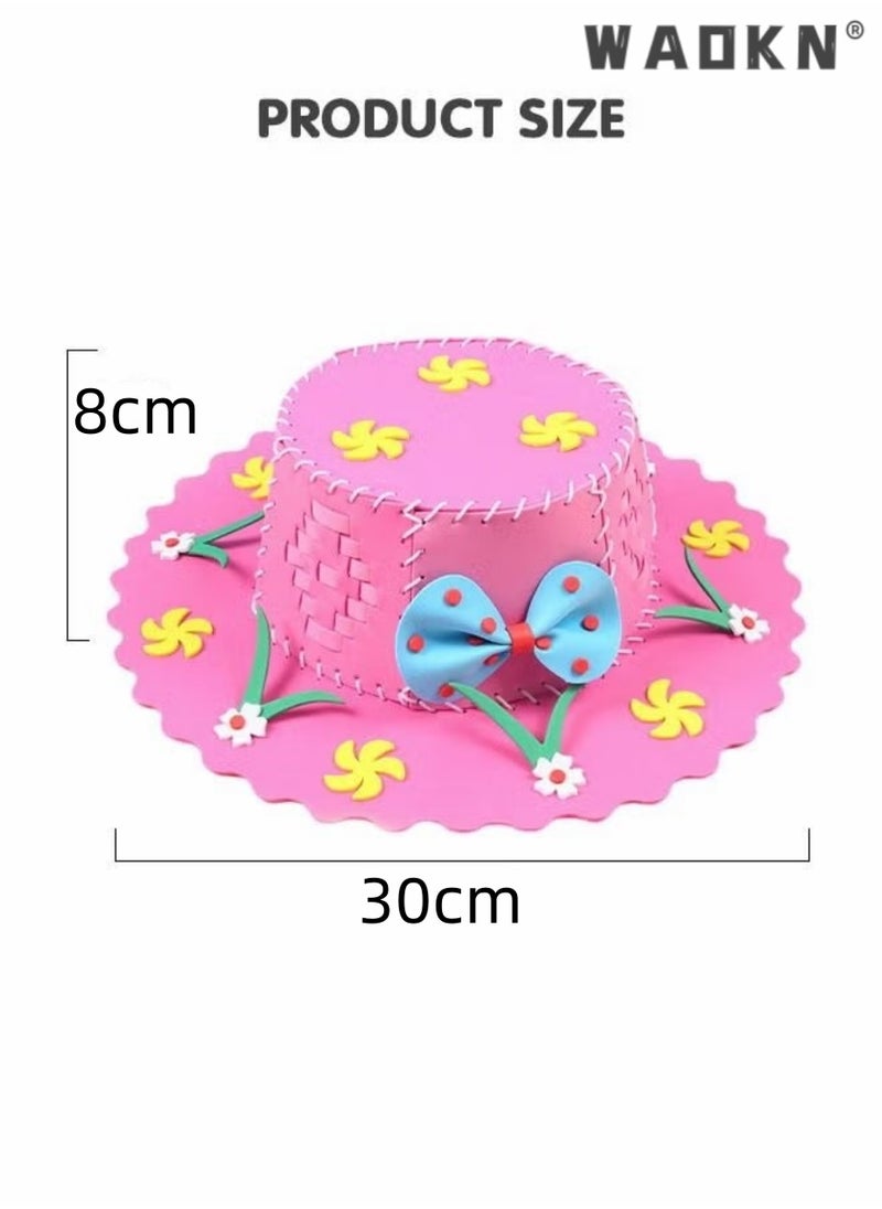 WAOKN - 4-pack Hat Kit,Kindergarten Handmade Material Pack Children's Hat Diy Hand Knitted Woven Hats, Sewing Kits for Kids Educational Toys, Handcraft Material Packs, Sewing Crafts for Kids - Image 1