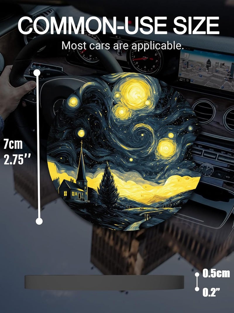 WOCOCN Cute Cup Holder Coasters for Your Car with Fingertip Grip, Auto Accessories for Women & Men,Pack of 2 (Starry Sky) - Image 2