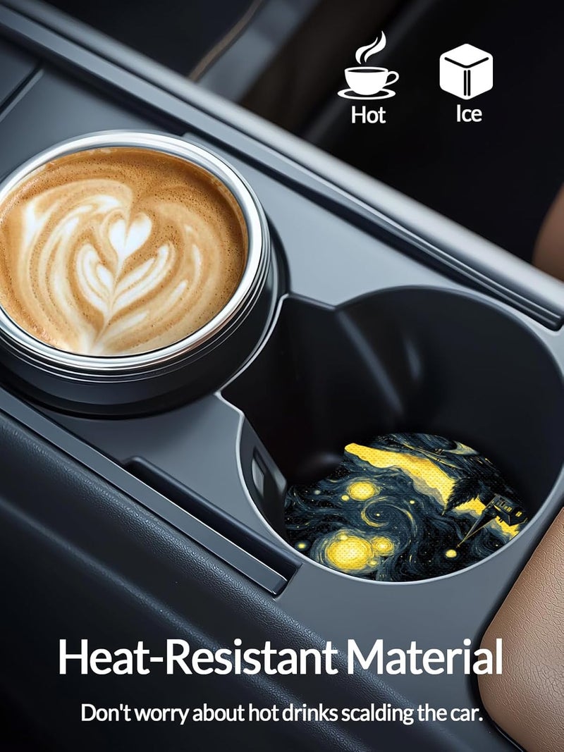 WOCOCN Cute Cup Holder Coasters for Your Car with Fingertip Grip, Auto Accessories for Women & Men,Pack of 2 (Starry Sky) - Image 3