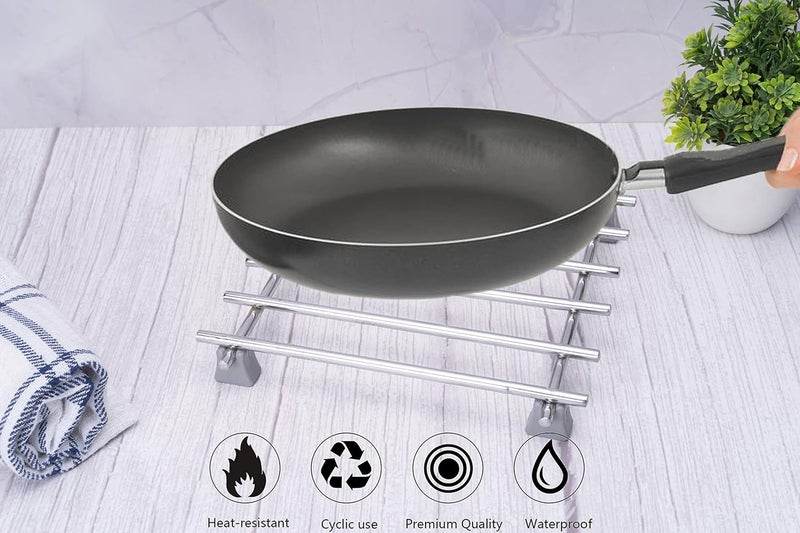 Firis Hot Pot StandHot Mat Hot Utensil StandSteaming Stand Stainless Steel 18x18 cm 7x7 Set of 2 - Image 5