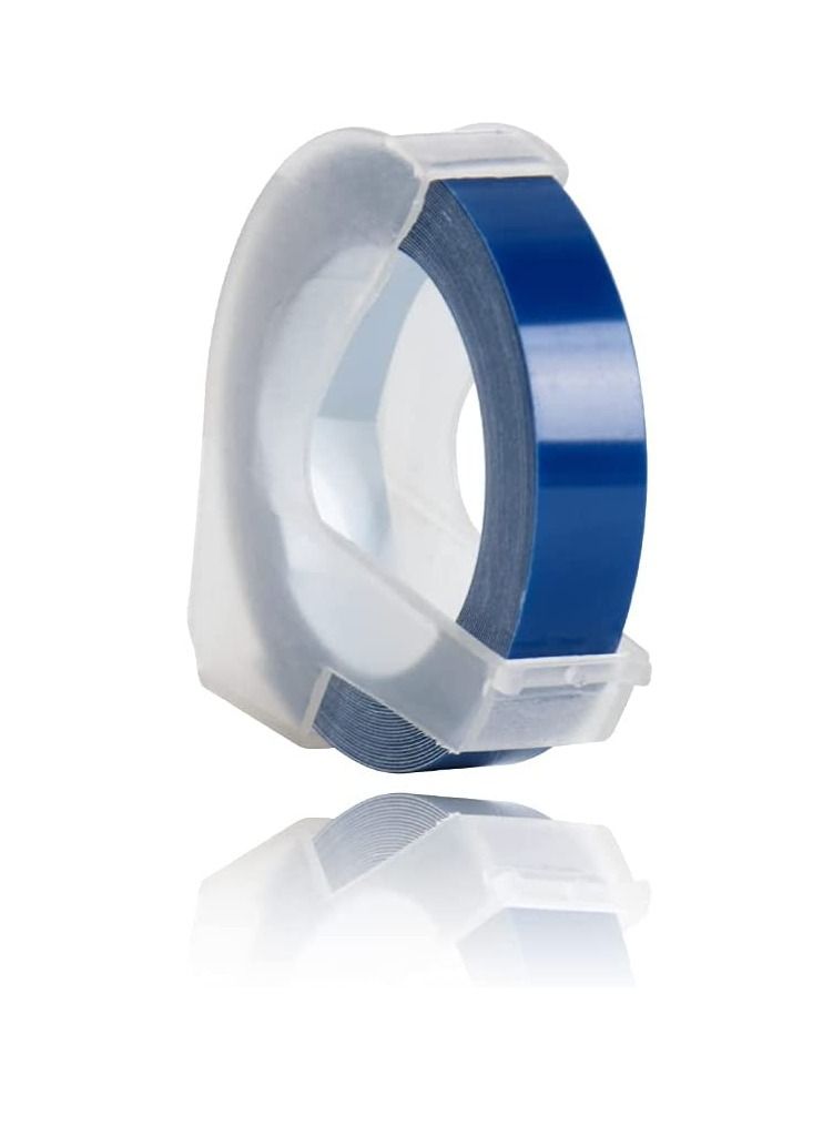 Compatible Embossing Label Tape 9mm x 3 Meter Replacement for DYMO Motex Embossing Label Tape for Dymo Embossing Label Maker Organizer Office Mate Single Pack, Blue - Image 1