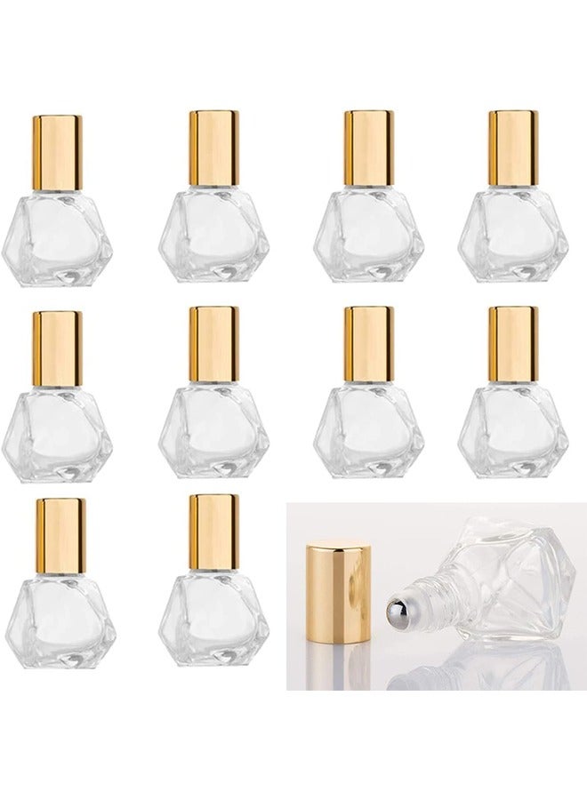 Roller Bottle for Oils, 10 Pcs Mini Portable Polygonal Glass Roller Bottle, 8ml Glass Bottles With Stainless Steel Roller Balls for Essential Oils Aromatherapy Perfume Container  - Image 1