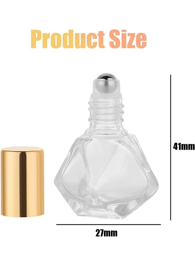 Roller Bottle for Oils, 10 Pcs Mini Portable Polygonal Glass Roller Bottle, 8ml Glass Bottles With Stainless Steel Roller Balls for Essential Oils Aromatherapy Perfume Container  - Image 2