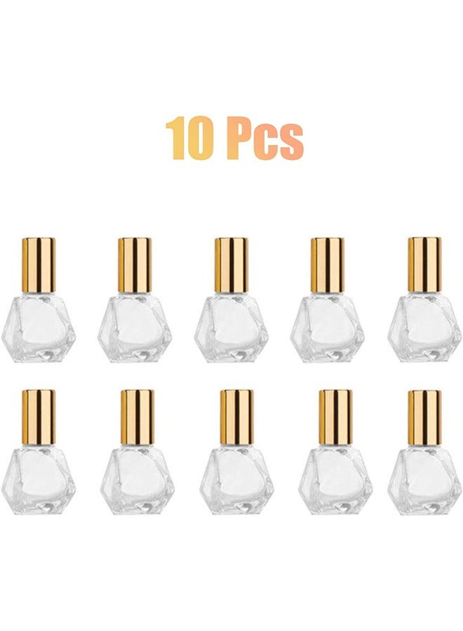 Roller Bottle for Oils, 10 Pcs Mini Portable Polygonal Glass Roller Bottle, 8ml Glass Bottles With Stainless Steel Roller Balls for Essential Oils Aromatherapy Perfume Container  - Image 5