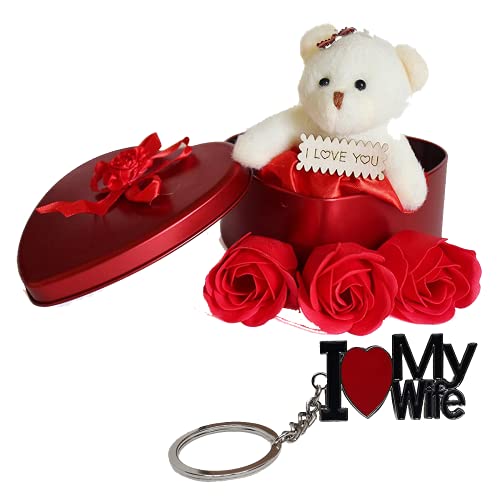 Saugat Traders Love Gift for Wife Love Key-Chain with Gift Box-Romantic Gift for Wife-Birthday - Image 1