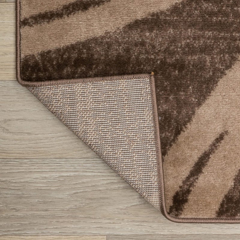 Rugshop Modern Wavy Circles Design Accent Rug, Fade-Resistant Carpet for Entryway, Bathroom, or Small Spaces, Brown, 2'7" x 4' - Image 5