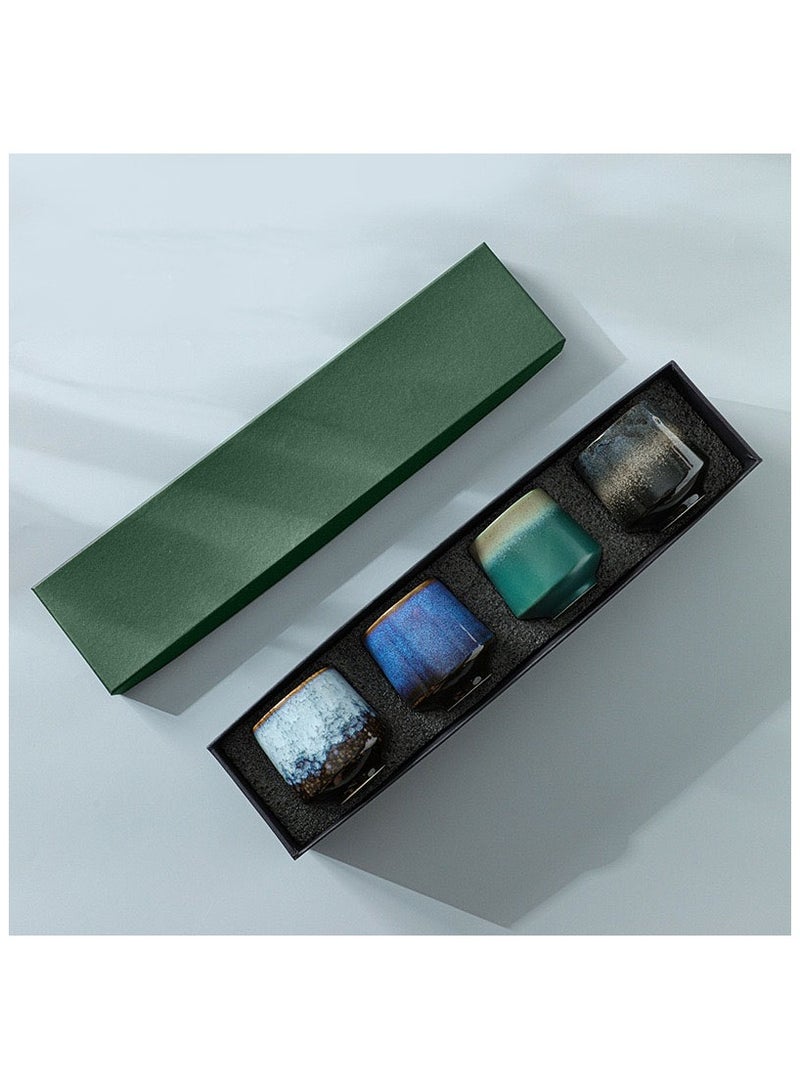 نهر قو مجموعة من 4 فناجين قهوة اسبريسو فنجان شاي سيراميك طقم أكواب شاي بورسلين متعدد الألوان 220 مل - Image 1