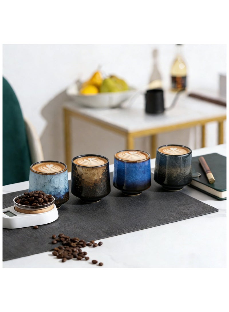 نهر قو مجموعة من 4 فناجين قهوة اسبريسو فنجان شاي سيراميك طقم أكواب شاي بورسلين متعدد الألوان 220 مل - Image 2