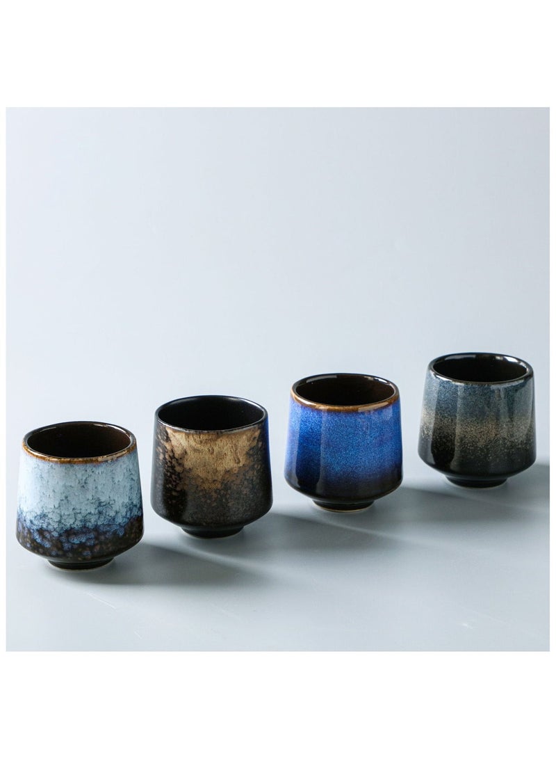 نهر قو مجموعة من 4 فناجين قهوة اسبريسو فنجان شاي سيراميك طقم أكواب شاي بورسلين متعدد الألوان 220 مل - Image 3