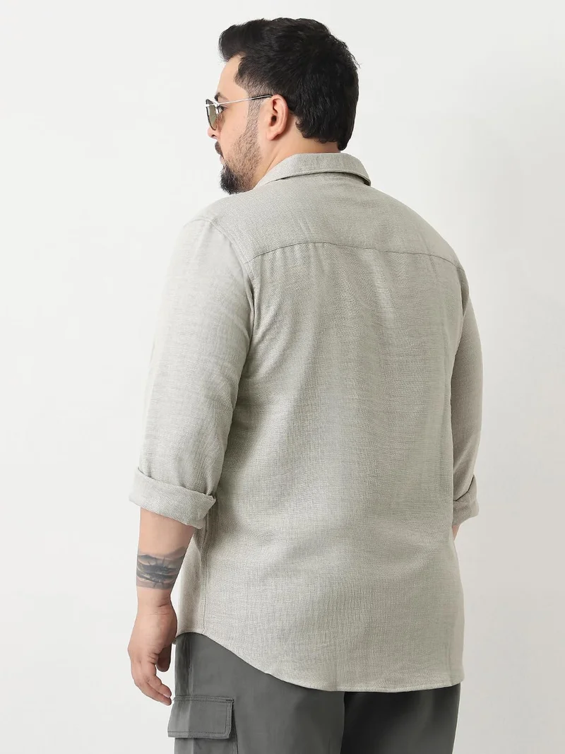 Urbano Fashion  Urbano Plus Men's Beige Linen Blend Full Sleeve Relaxed Fit Casual Solid Shirt  | Best Price UAE