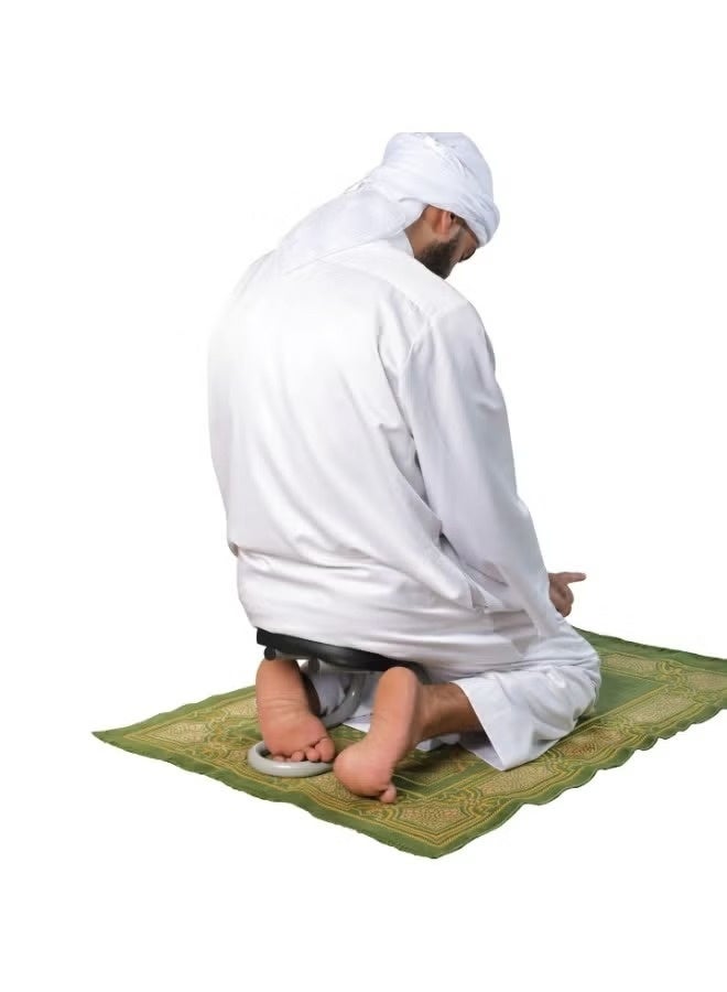 كرسي صلاة قابل للطي ومحمول مع وسادة ودعم للظهر، لون أسود - Image 4
