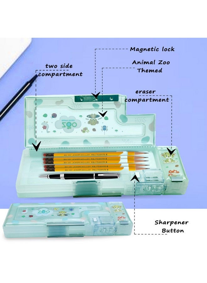 FunBlast Magnetic Pencil Box with Sharpener - Cartoon Animal Zoo Themed Luxury Pencil Case for Kids - Stationary Organizer Pencil Box for Girls, Kids, Boys, Return Gift for Kids (Animal Zoo) - Image 3