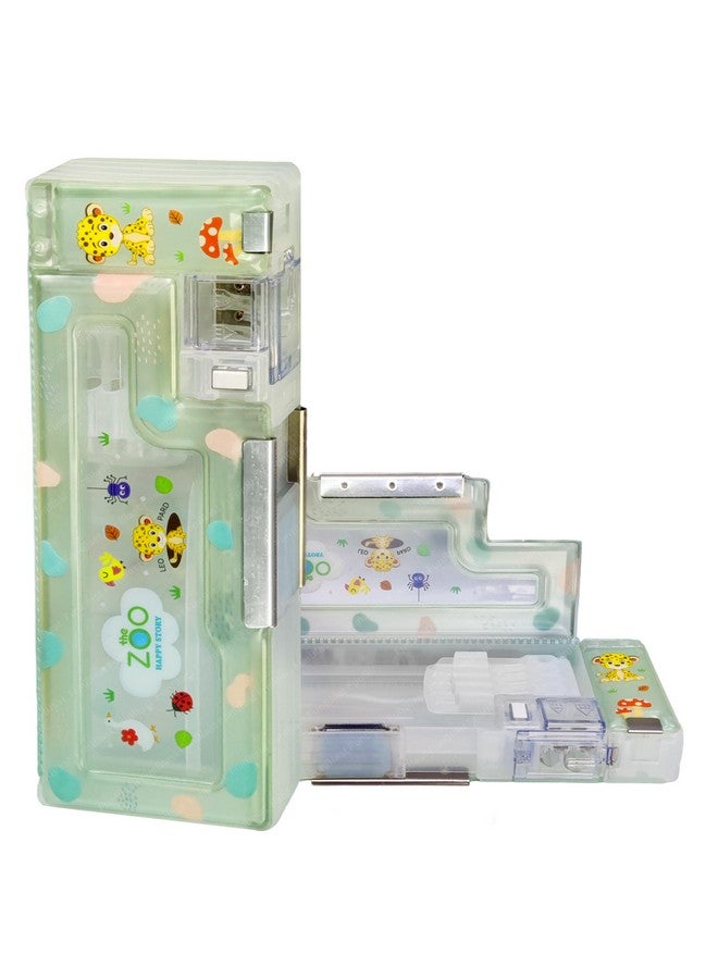 FunBlast Magnetic Pencil Box with Sharpener - Cartoon Animal Zoo Themed Luxury Pencil Case for Kids - Stationary Organizer Pencil Box for Girls, Kids, Boys, Return Gift for Kids (Animal Zoo) - Image 1