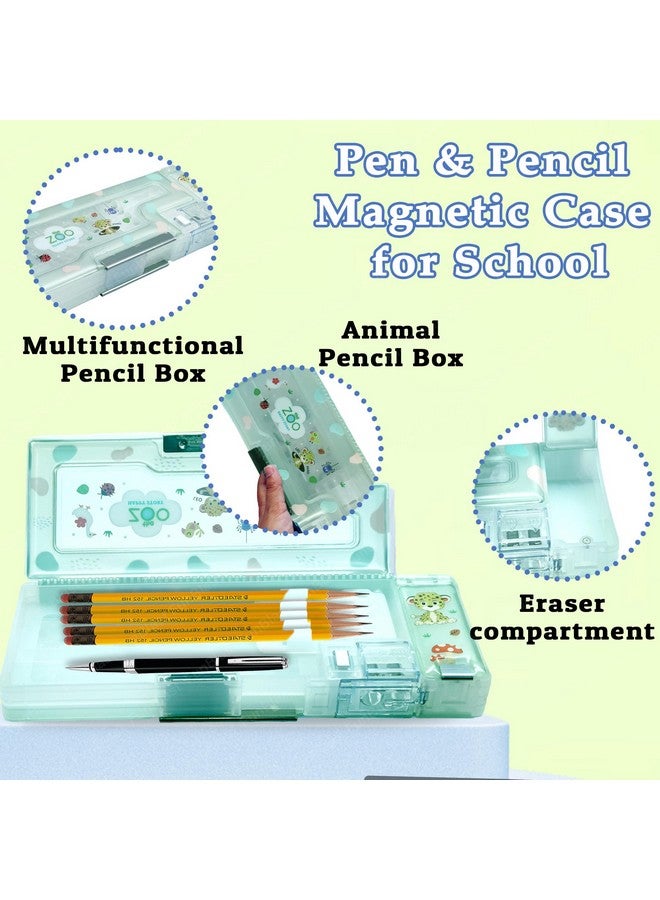 FunBlast Magnetic Pencil Box with Sharpener - Cartoon Animal Zoo Themed Luxury Pencil Case for Kids - Stationary Organizer Pencil Box for Girls, Kids, Boys, Return Gift for Kids (Animal Zoo) - Image 4