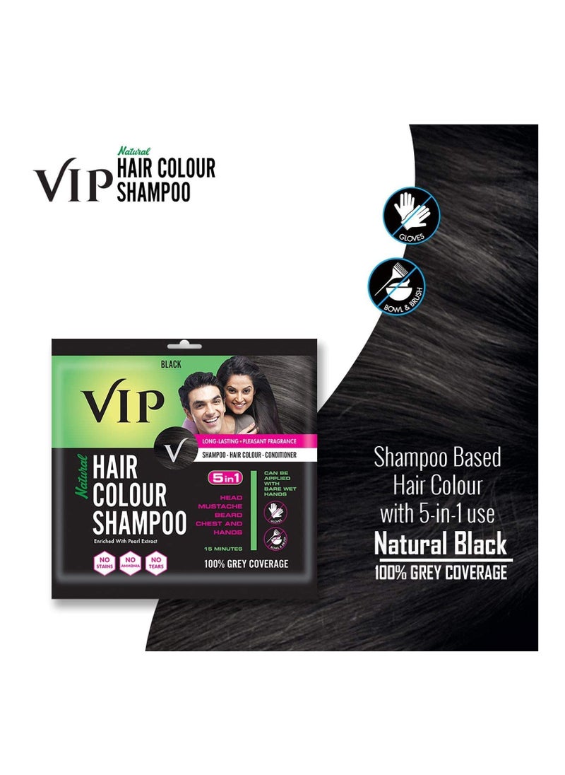 HAIR COLOUR SHAMPOO, Black, 20ml, (Pack of 5)