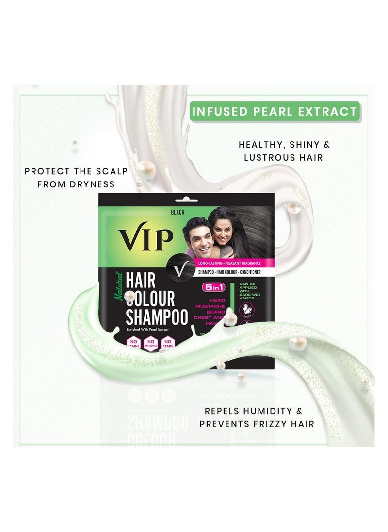 HAIR COLOUR SHAMPOO, Black, 20ml, (Pack of 5)