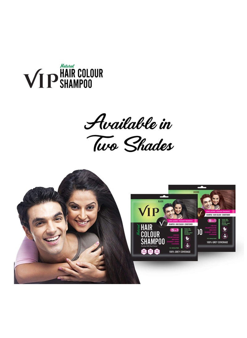 HAIR COLOUR SHAMPOO, Black, 20ml, (Pack of 5)