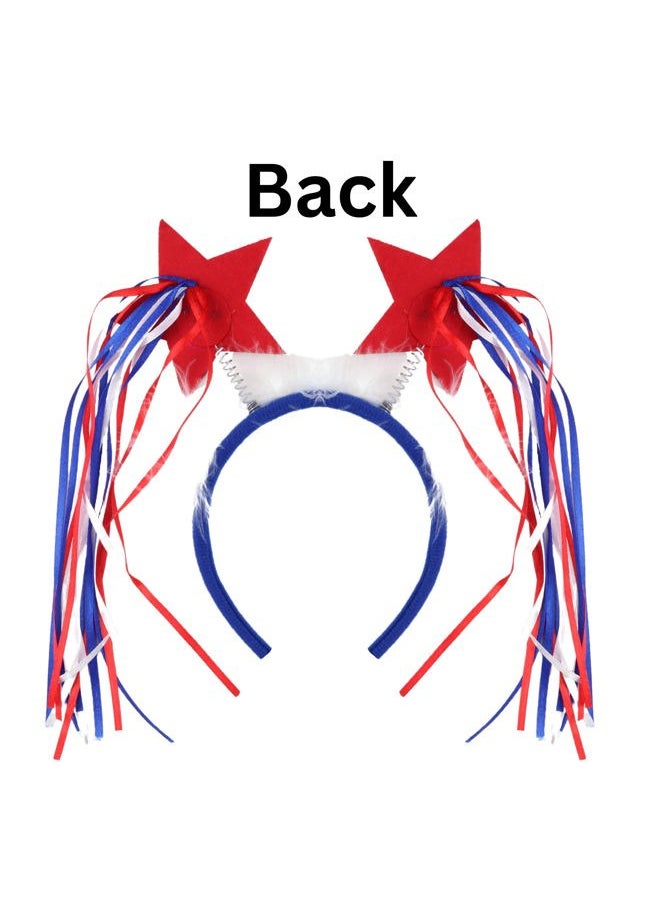 Needzo Fourth of July Headband Bopper with Tassels and Stars, Red White and Blue Patriotic Headwear for Parades and Parties, One Size Fits Most, (Pack of 10)  - Image 2