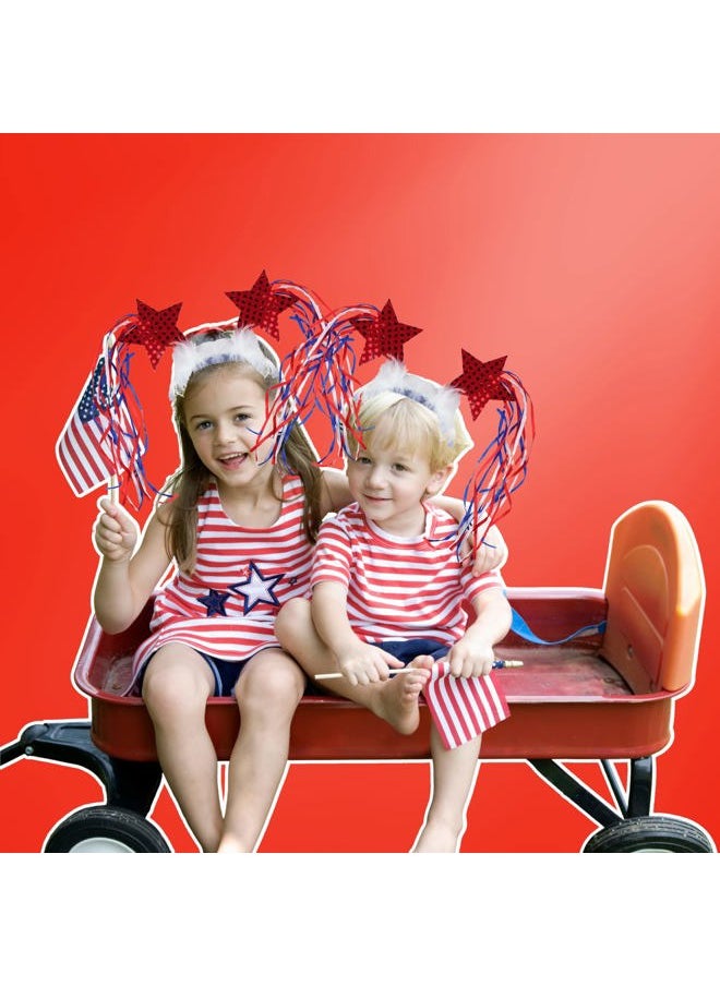 Needzo Fourth of July Headband Bopper with Tassels and Stars, Red White and Blue Patriotic Headwear for Parades and Parties, One Size Fits Most, (Pack of 10)  - Image 3