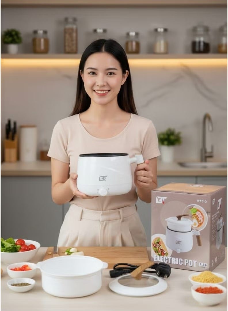 قدر طهي كهربائي BT-02، سعة 1.5 لتر، متعدد الوظائف، مزود بطبقة مانعة للالتصاق، ومصفاة بخار قابلة للفصل، وتصميم من طبقتين. - Image 3
