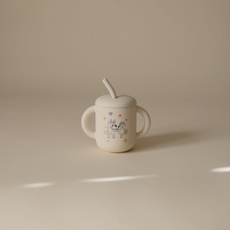 mushie x Bluey 100% Silicone Training Cup & Straw for Toddlers | 6 Months+ (Bluey Ivory) - Image 3