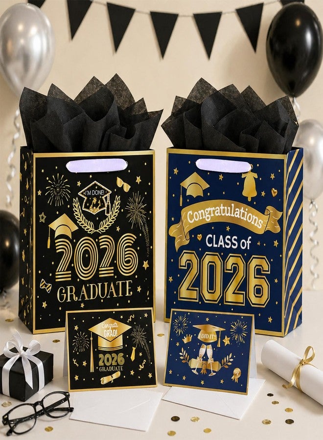 Konsait 13" Large Graduation Gift Bags, Black Class of 2026 Graduation Bags with Tissue Paper and Greeting Card for Gift Wrapping, Celebrations, Parties & More - Image 5