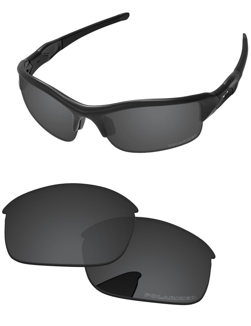 PapaViva Replacement Lenses for Oakley Flak Jacket OO9008 63mm Sunglass Solid Black Polarized - Image 1