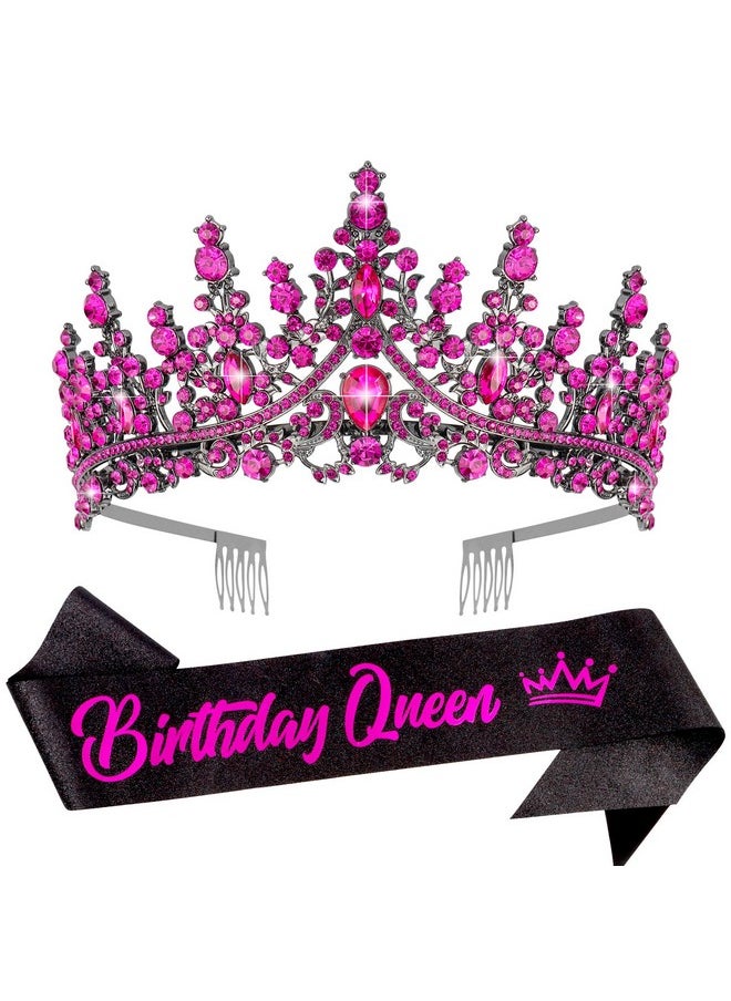 Rose Pink Crystal Birthday Queen Tiara Crown For Women Girls Birthday Queen Headband Sash Elegant Princess Crown With Combs Mom Birthday Hair Accessories Happy Birthday Party Decorations - pzsku/ZA0FBAEDF65A1EBF4F173Z/45/_/1735566994/6c0c9444-b71d-4021-9352-f11ae35339a8