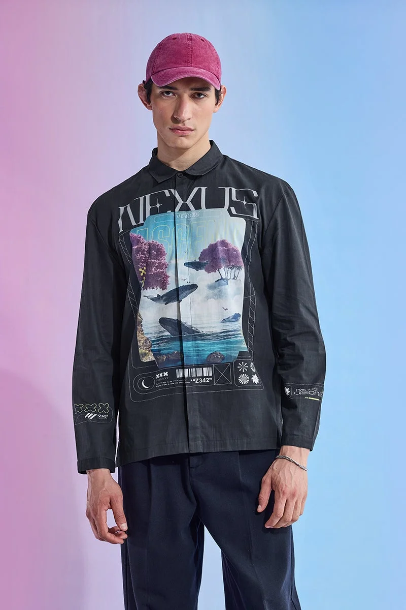 سنيتش قميص يوتوبيا نيكسوس مطبوع كبير الحجم